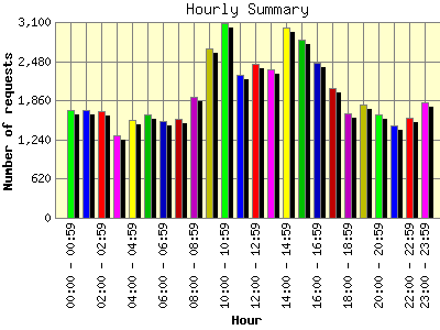 Hourly Summary: Number of requests by Hour.